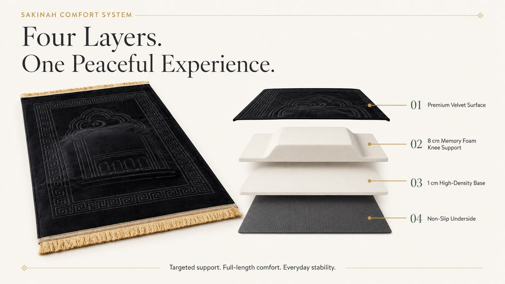 SAKINAH™ Orthopedic Prayer Mat – 8 cm Memory Foam